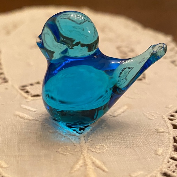 Other - Swedish Tiny Blue Bird Glass Bird Figurine